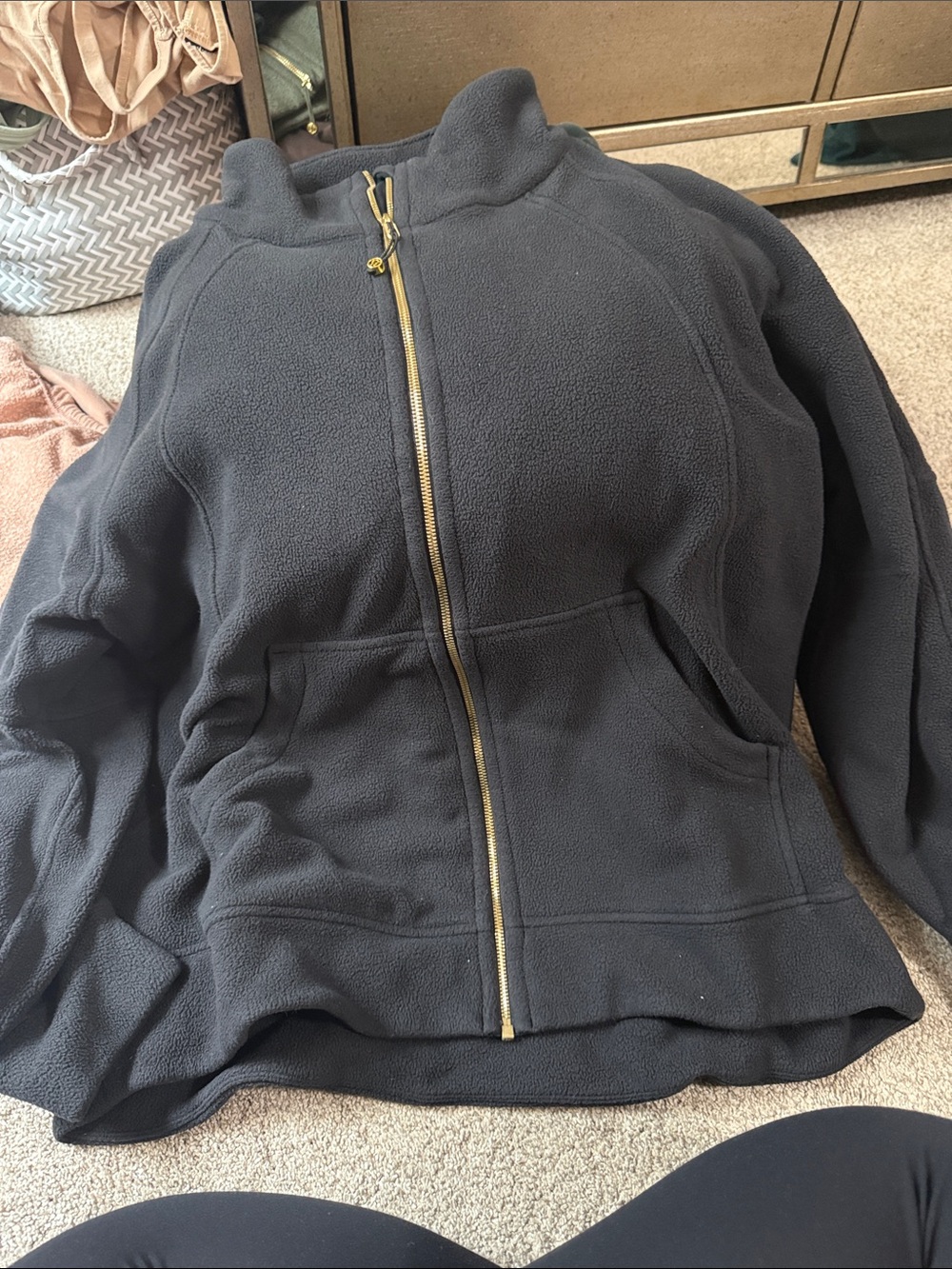 Black lululemon Zip-Up Fleece Jacket with Gold Zipper